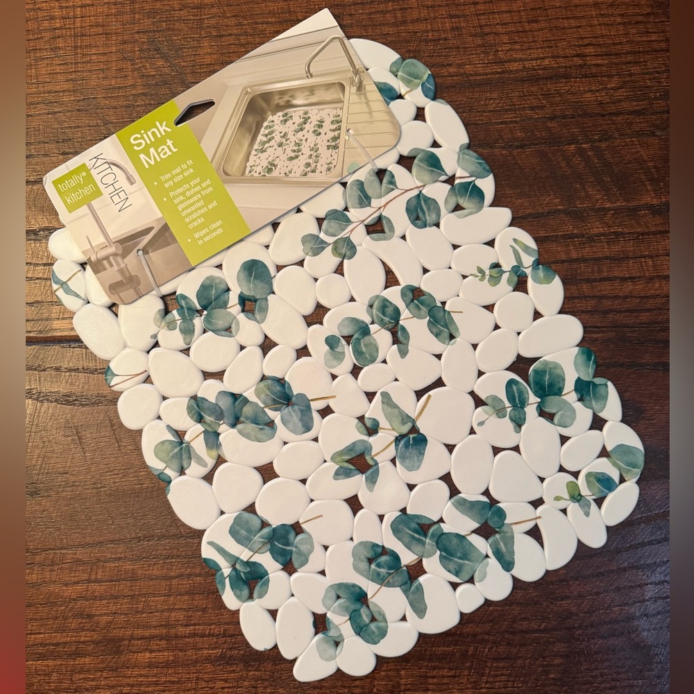 Leaves Sink Mat, Protective Pebble Decorative Kitchen Sink Mat, Leaf Decor